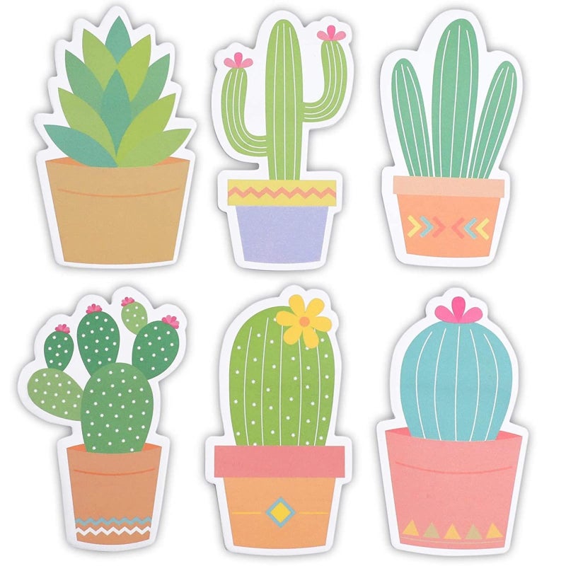Paper Junkie Cactus Sticky Notes for Teacher Supplies, Cute Office Supplies & Cactus Desk Accessories - 2.75 x 4.5 in, Multicolor, 6-Pack - Image 1